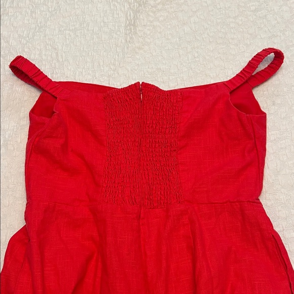 ASTR THE LABEL CORAL RED LINEN MIDID DRESS OFF THE SHOULDER SIZE LARGE - Picture 12 of 16